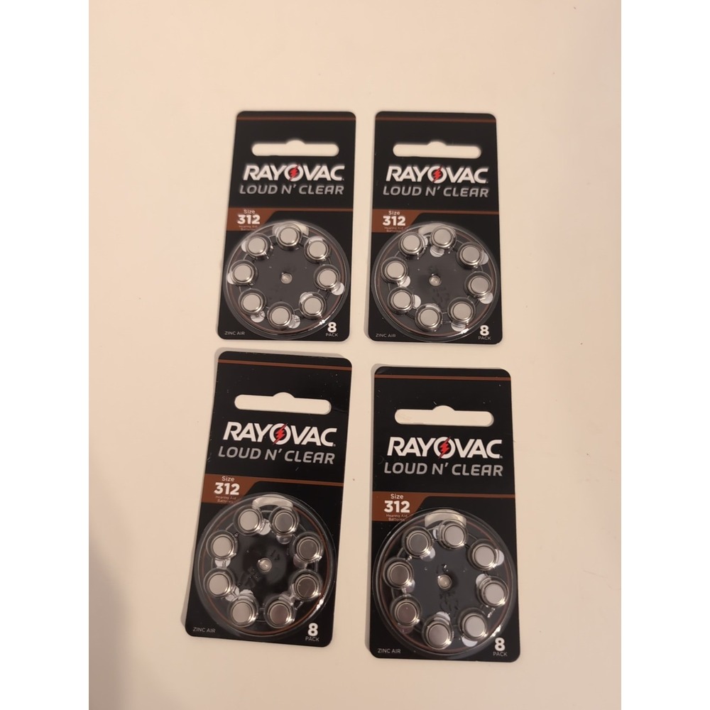 Rayovac Loud N Clear Size 312 Hearing Aid‎ Batteries Lot of 4 Packs Exp. 8/2025